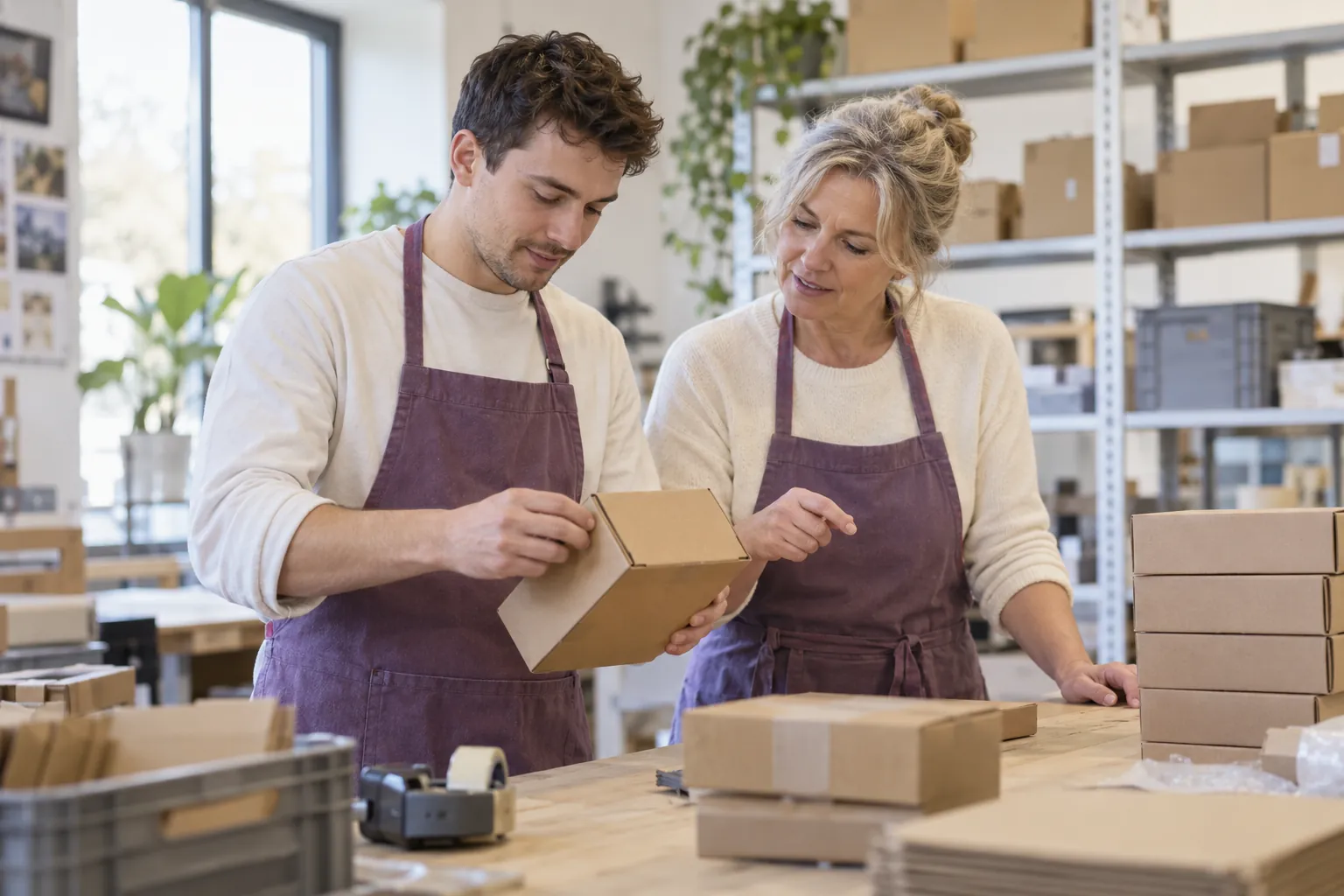 Illustratieve foto van een medewerker en werkbegeleider bij een praktische taak